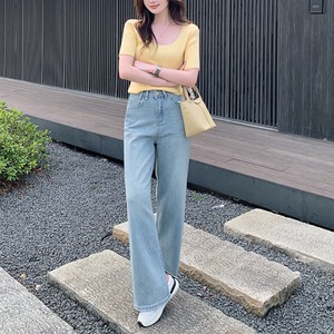 スリットデザイン ワイドデニムパンツ B81