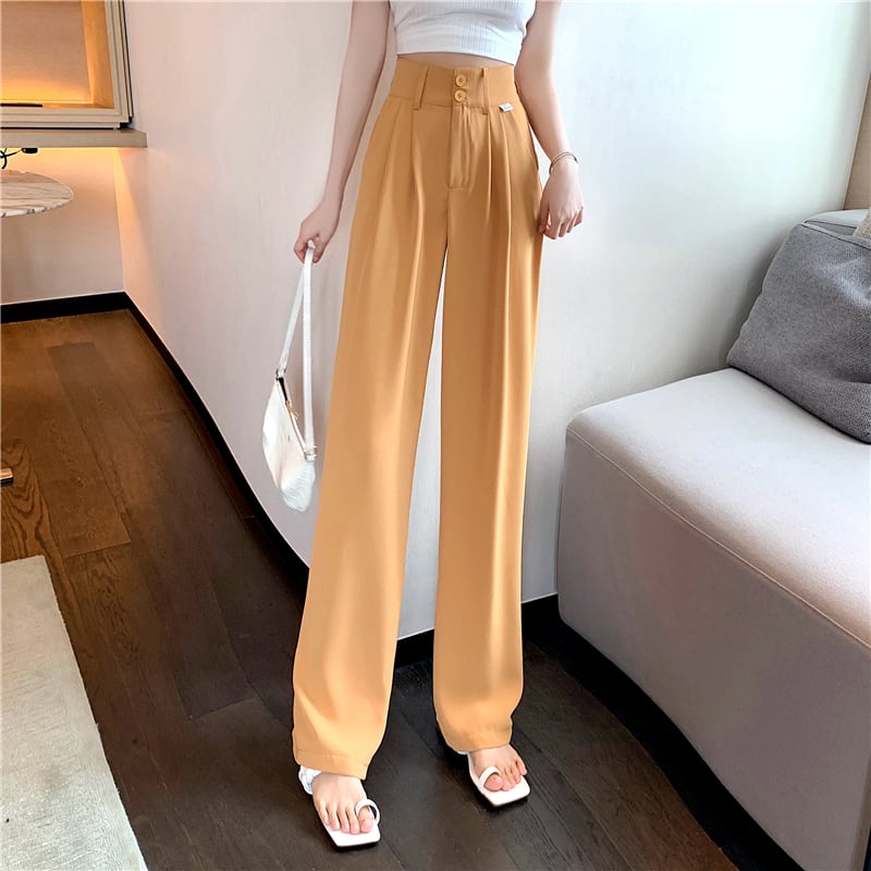 ホワイトパンツ サマーハイウェストウェストワイドレッグカジュアルルーズ 夏物 ワイドパンツ YY-ファッション82863083369