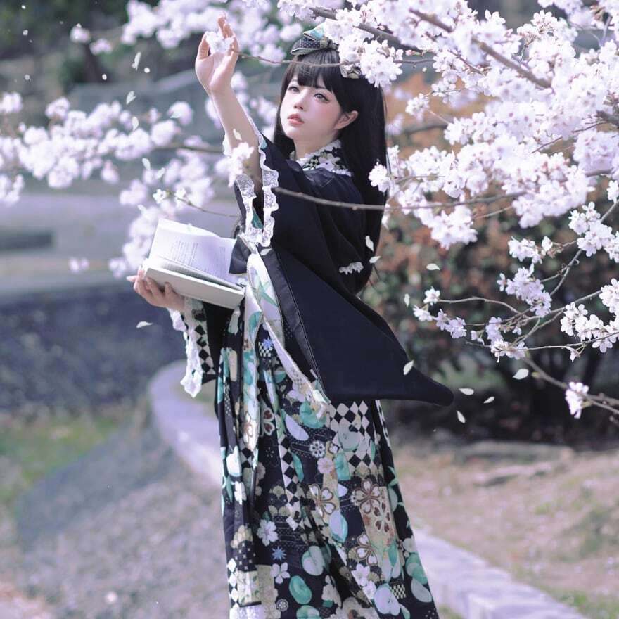 ジャンパースカート 明 着物 羽織 リボン 3点セット 着物 ドレス 和服 