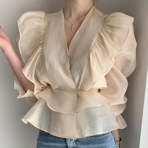 シフォンプリーツブラウス　　　22115