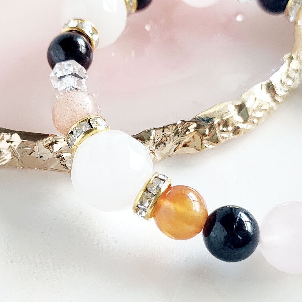 6mmホワイトムーンストーン・ラピスラズリパワーストーン天然石ブレスレット COAI-ムーンストーン-6月誕生石-ラピスラズリ-お守りパワーストーン