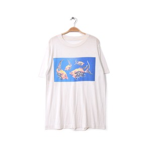 90S メキシコ カンクン オールド 魚 プリント Tシャツ メンズL相当 ダメージ系 ヴィンテージ @BB0302