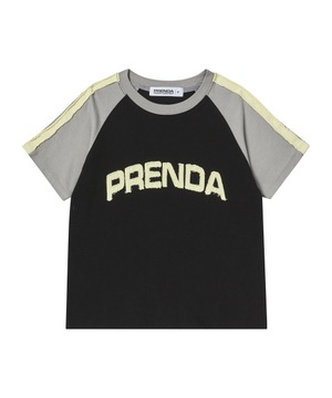 [PRENDA] TWILL CUT-OFF RAGLAN TEE GRAY BLACK