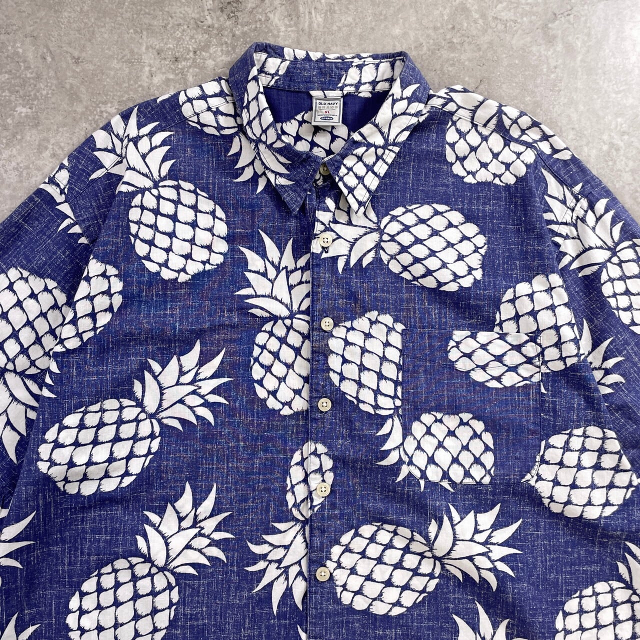 90年代 オールドネイビー OLD NAVY パイナップル 総柄 半袖アロハ