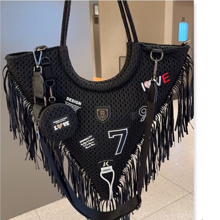 フリンジメッシュトートバッグ L00259