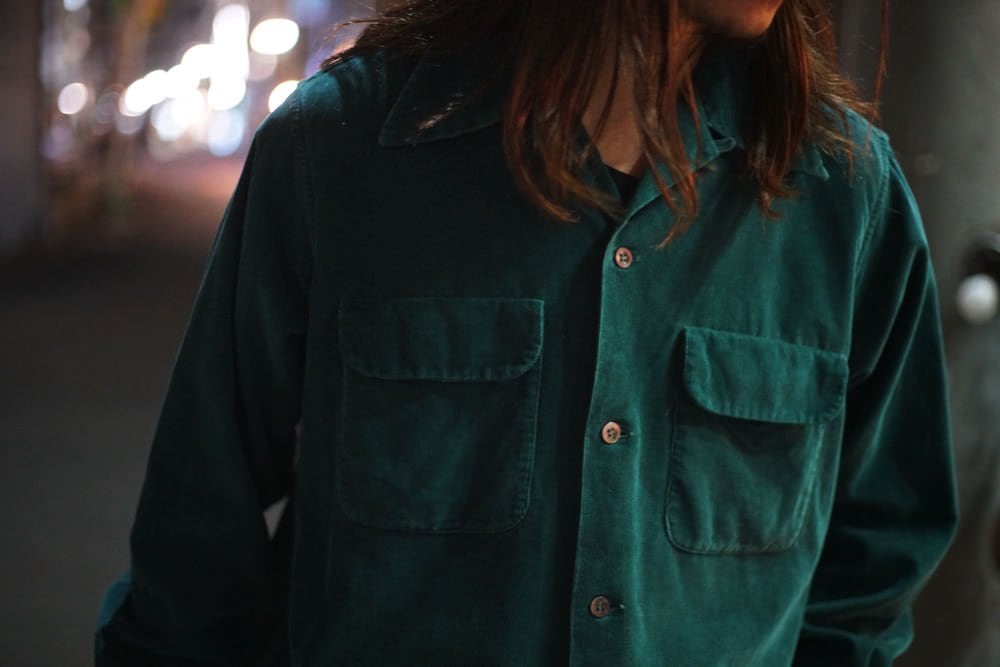 ARROW - Made In USA] Vintage Open Collar Corduroy Shirt [1940s