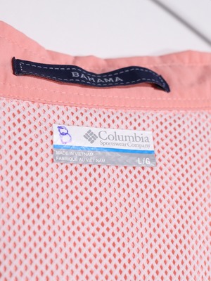 "Columbia" pink PFG fishing design s/s shirt