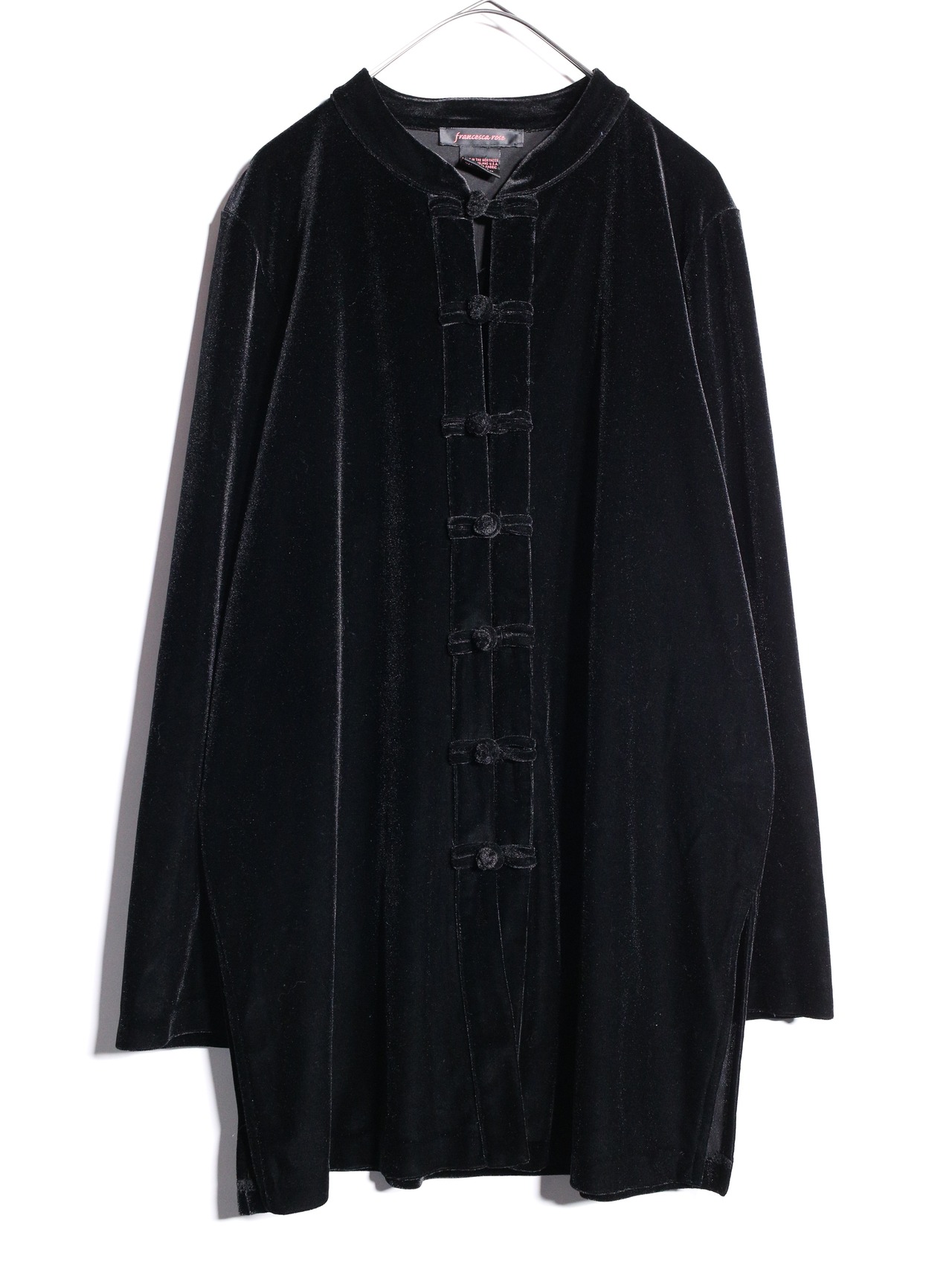 black one tone velours china shirt - 7