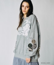 デコラレースダメージスウェット (GRAY)　CQ-49019