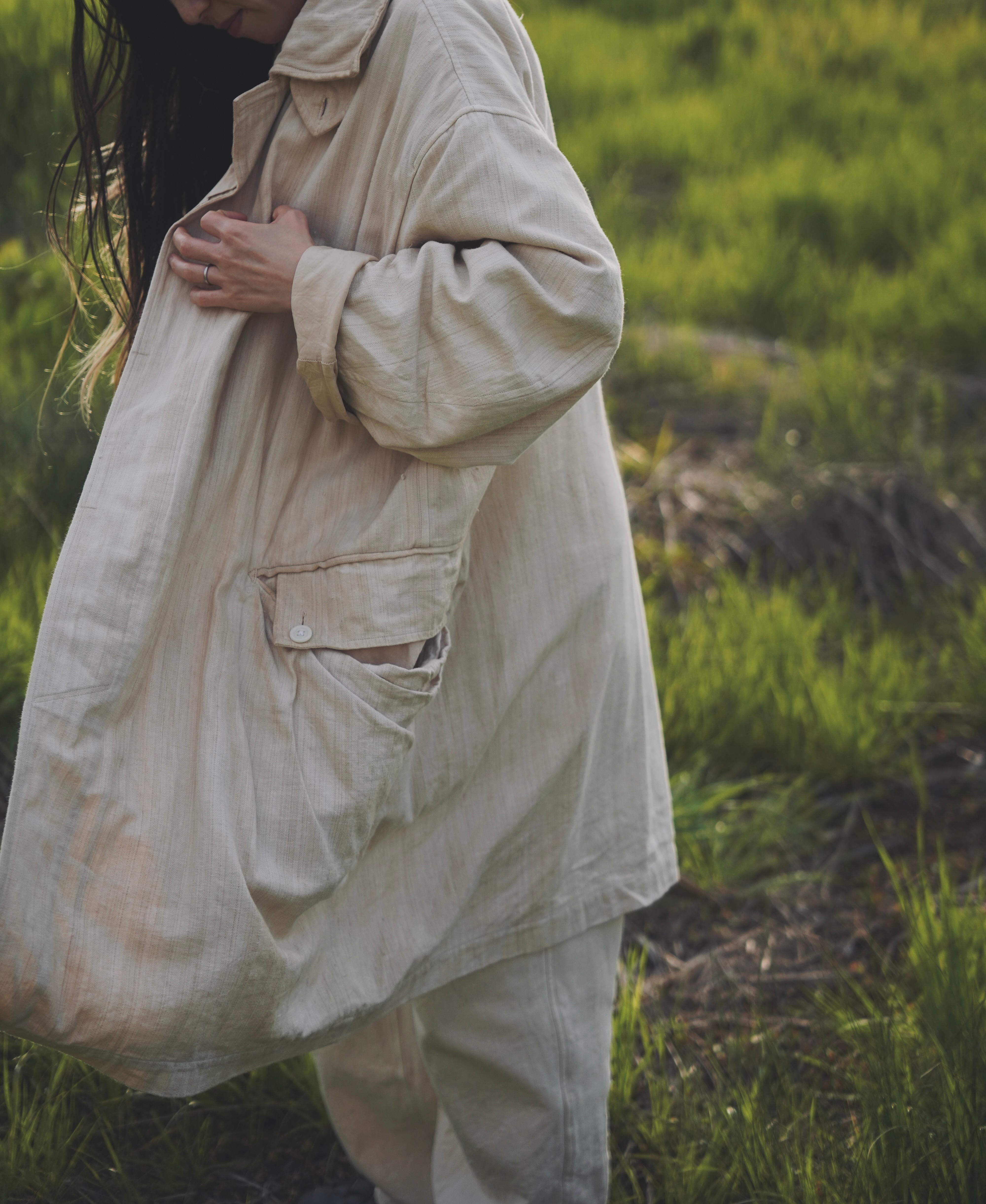 最後の1点】Andrew Driftwood Balmacaan Coat / Cotton hand basket