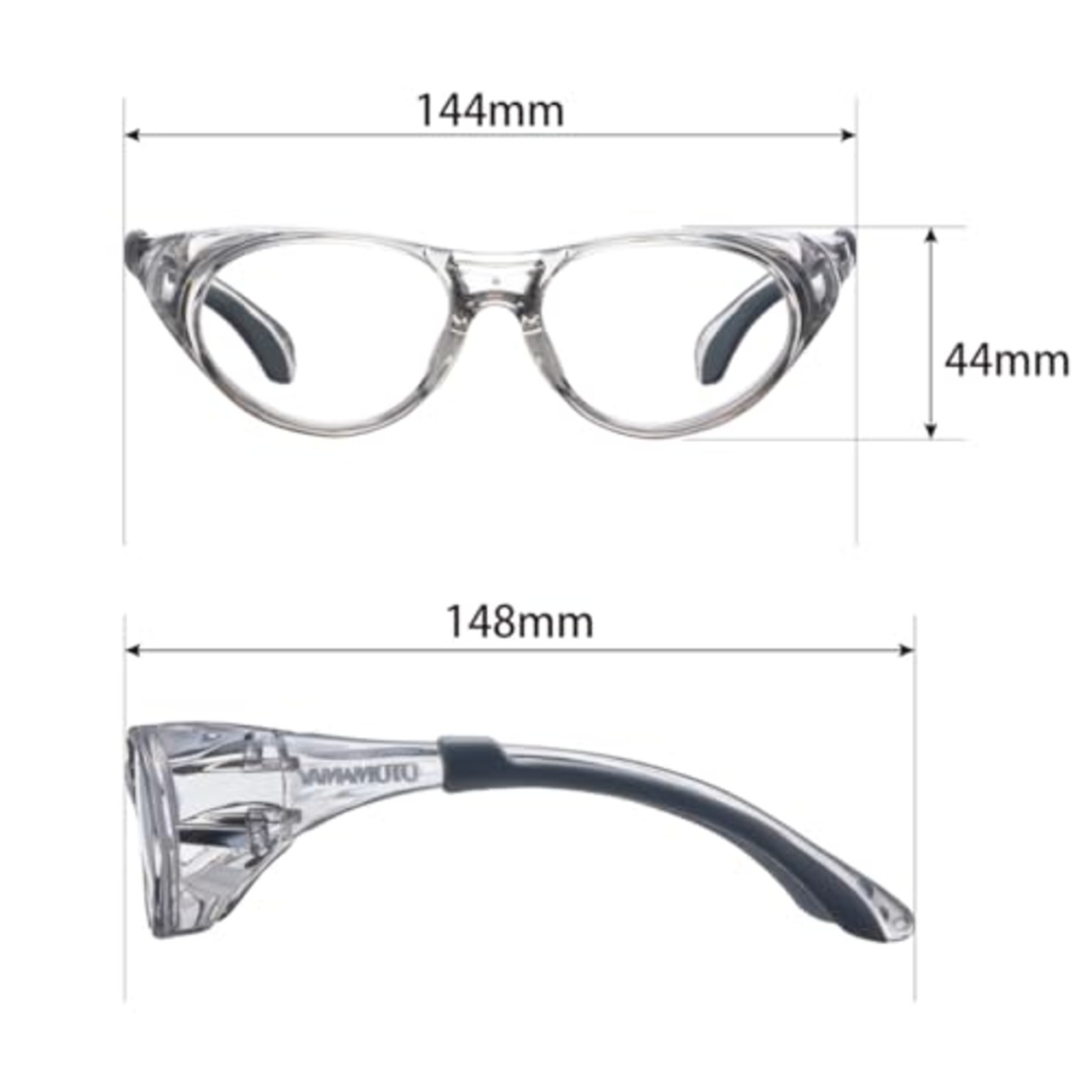 山本光学 YAMAMOTO YS-88 保護めがね ズレにくい ソフトラバーテンプル 高さ調節可能 / 2種類のソフトノーズパッド 上下ひさしサイドカバー付き 高い防護性能 グレイ PET-AF(両面ハードコートくもり止め) 日本製 JIS 紫外線カット