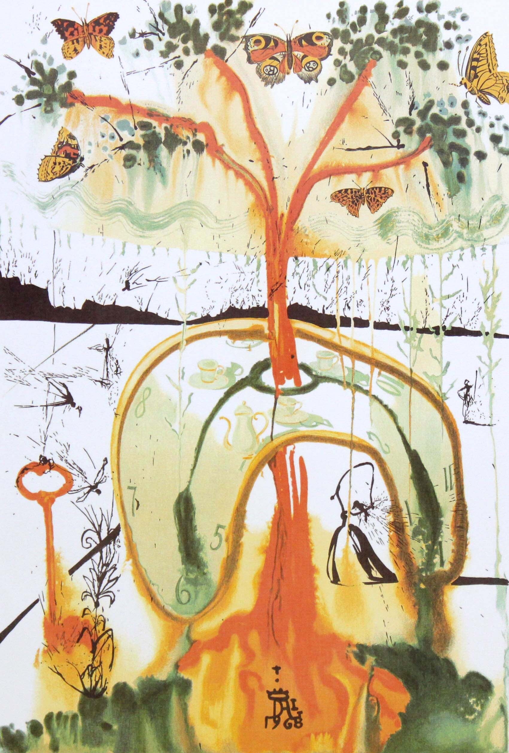 ダリ 絵画「不思議の国のアリス/狂ったお茶会」額縁4色選択可能 作品