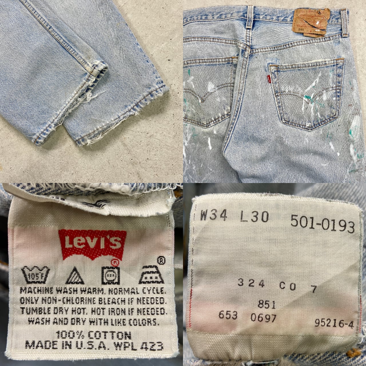 90年代 USA製 Levi's リーバイス 501 0193 デニムパンツ メンズW34