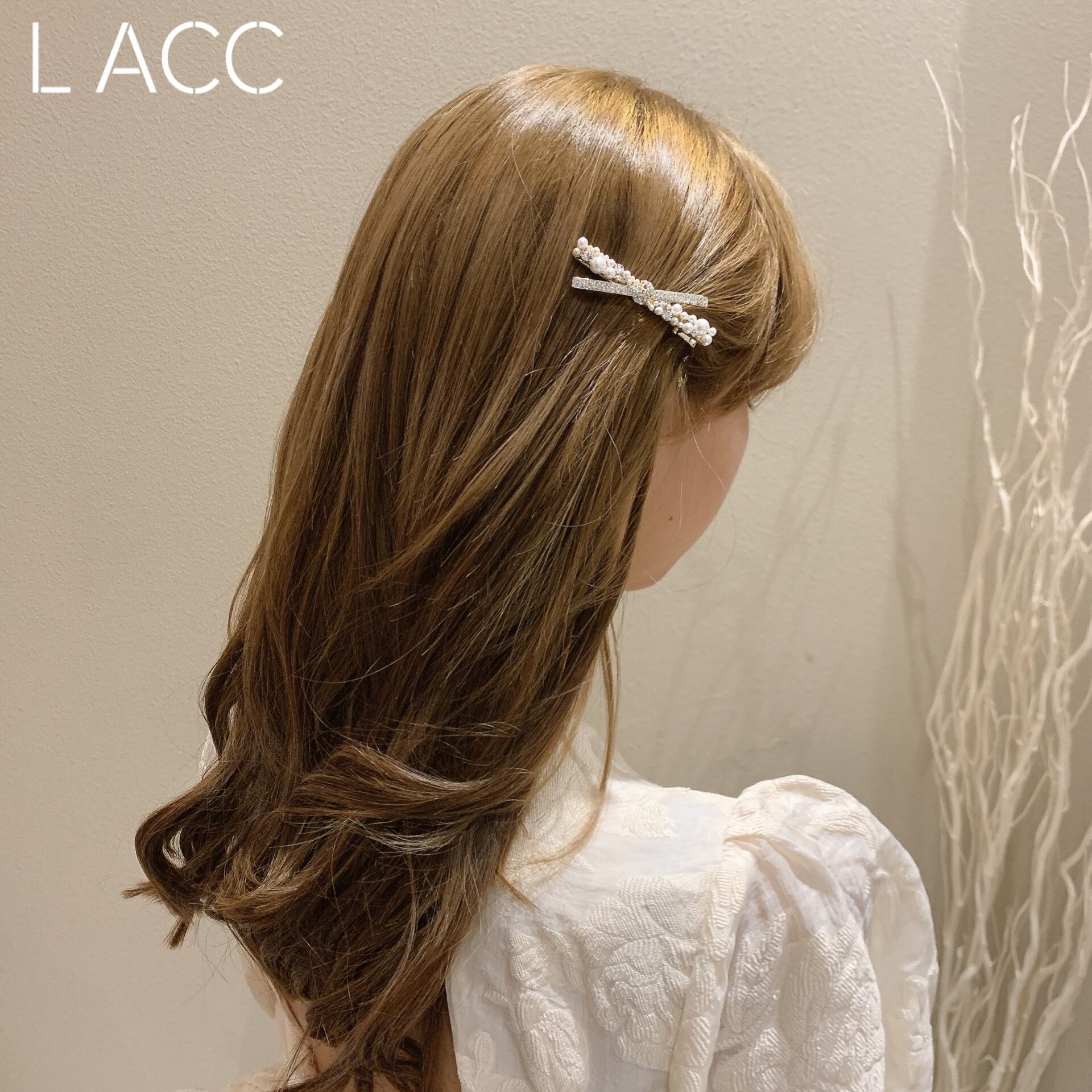 ☆KOREA クロスヘアピン ハートパールサイドアクセサリー 真珠