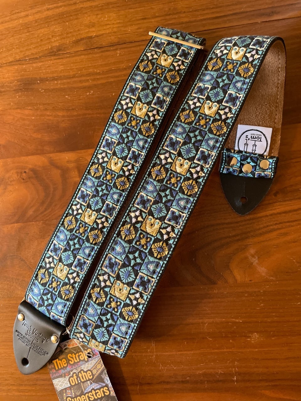 Tom's Vintage Straps Blue Woodstock ハンドメイド ギターストラップ