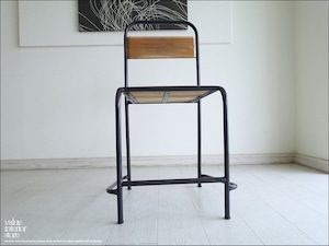 チーク無垢材 カフェチェアAntika スタッキングチェア スクールチェア 椅子 イス 工業系 ナチュラル カフェ什器 鉄フレーム 送料無料