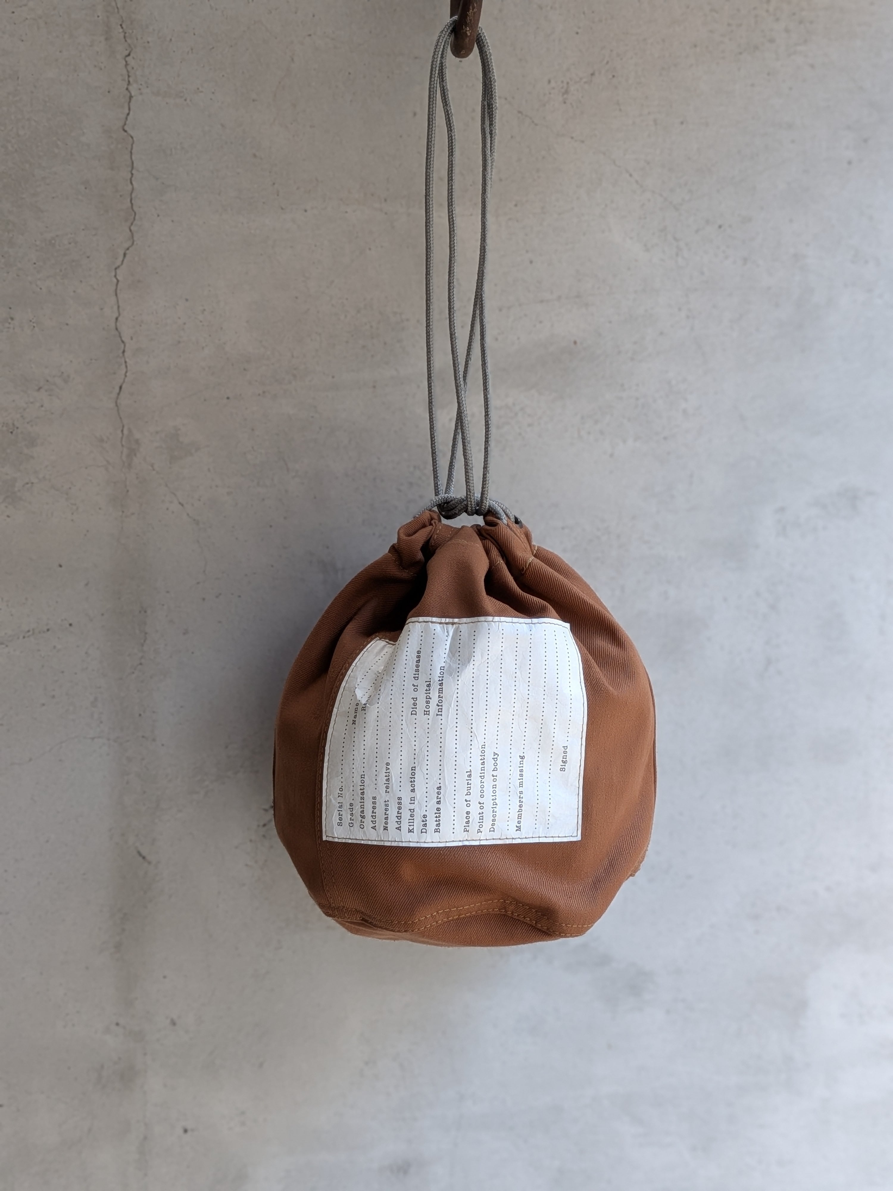 BAA COSTUME MFG. "PERSONAL EFFECTS BAG L" VINTAGE BROWN TENT