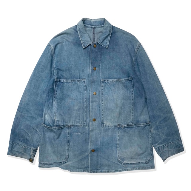 WHITEFIELD 50-60s coverall plain weave blue selvedge denim jacket