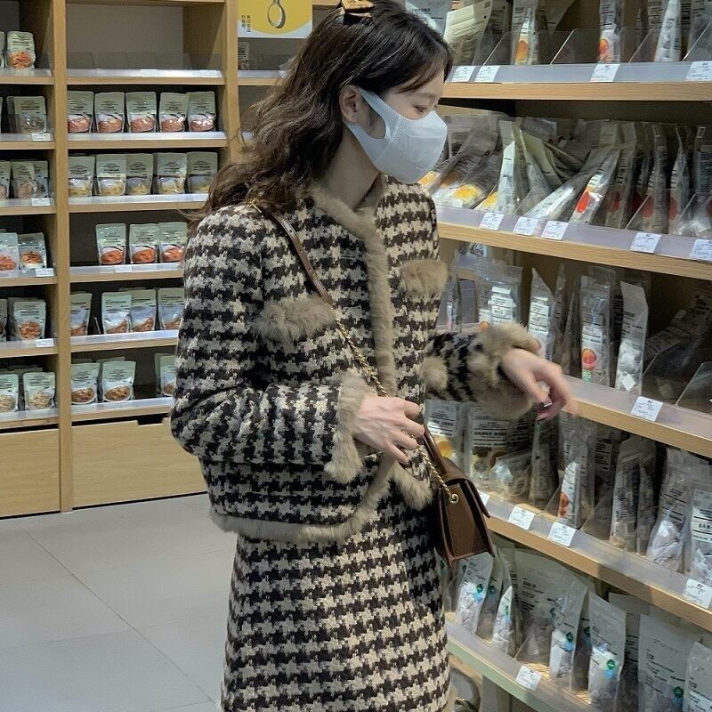 21aw 千鳥柄ウールスカートジャケットセットアップ 韓国レディースファッション通販 Krex ケーレックス