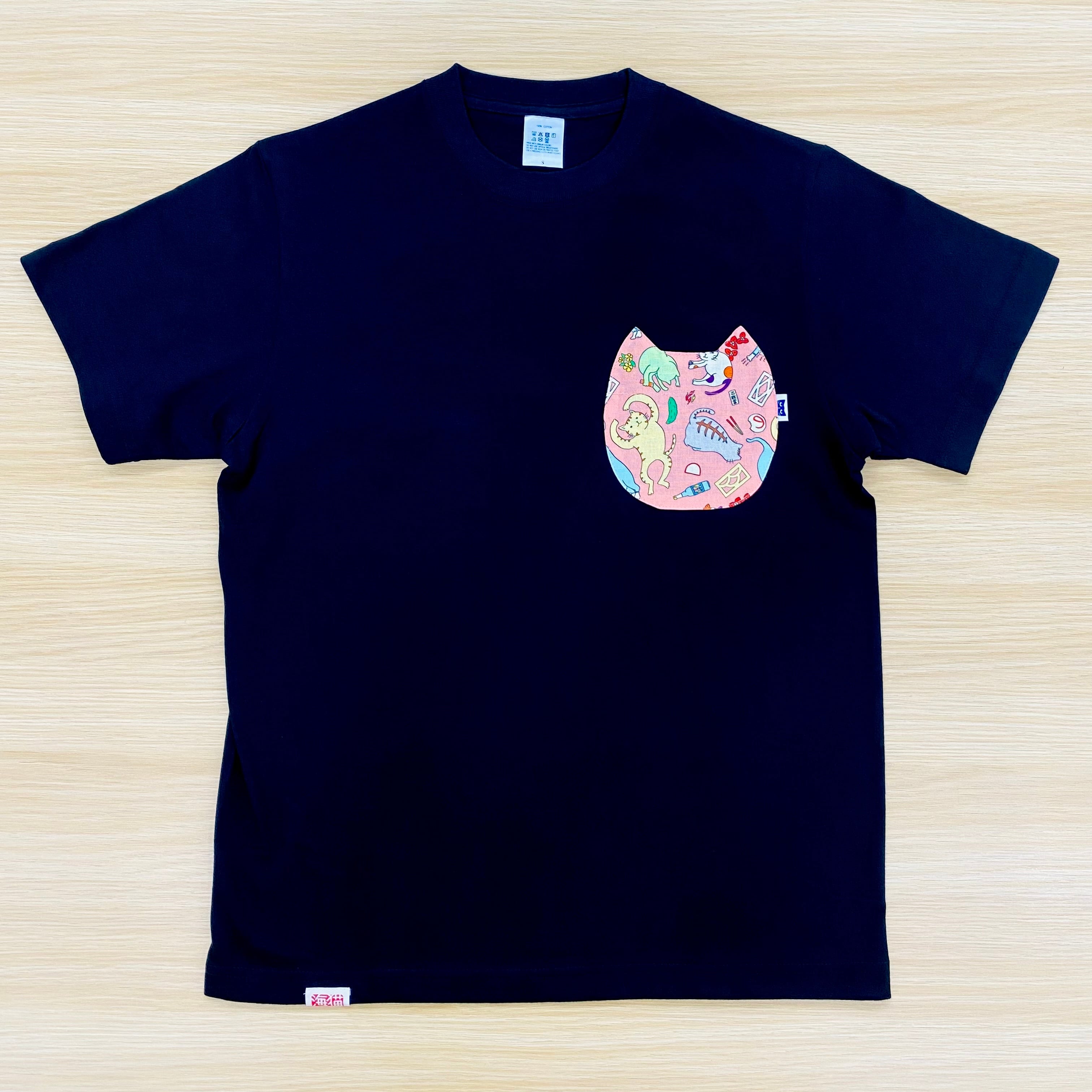 OKINAWA LUCKY CAT(沖縄招き猫)』Tシャツ(黒猫・黒T) | 海猫商店