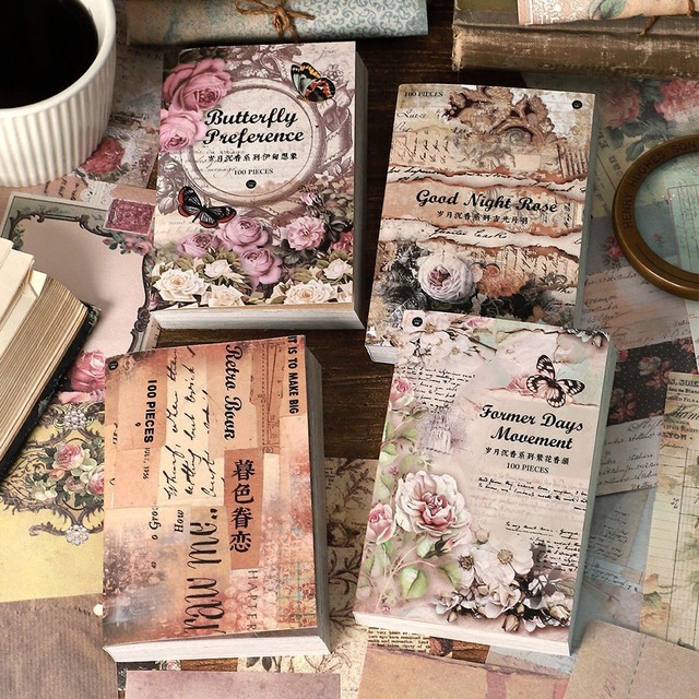 【素材紙】海外 コラージュ素材 紙もの 手帳デコ 背景紙 デザインペーパー｜Years of agarwood