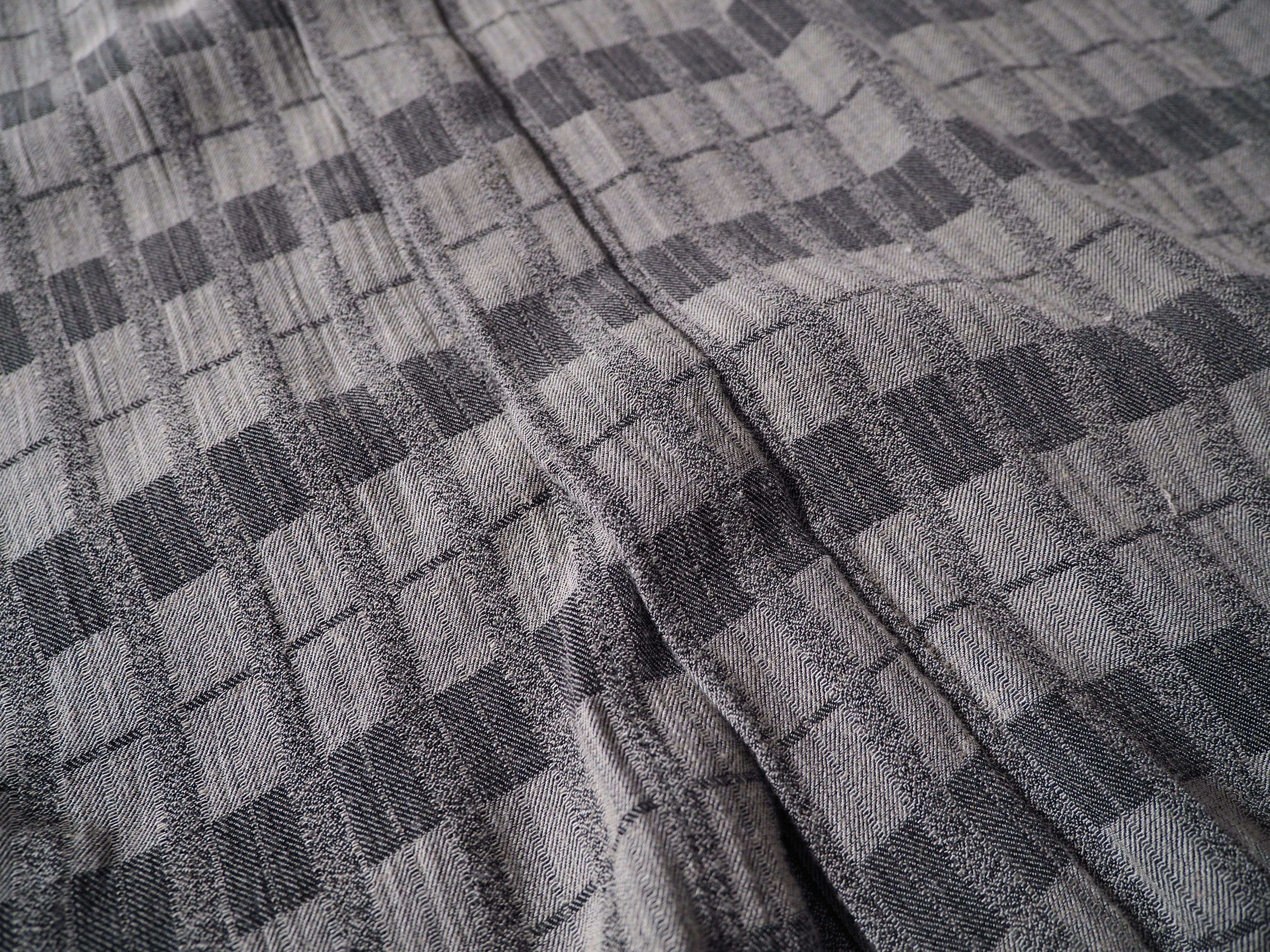 1970s gradation check weaving flying wing loose shirt