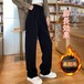 ワイド パンツ レディース ボトムス ロング ハイウエスト 裏起毛パンツ 長ズボン ロング丈 サイドポケット ストレッチ 防寒 あったか 秋 冬 シワにならない ゆったり 無地 シンプル 着?せ 美脚