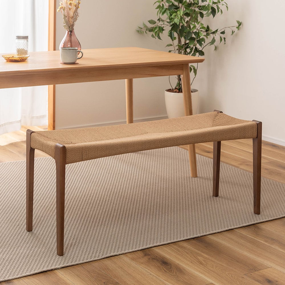 柏木工　KASHIWA　ダイニングベンチ　ペーパーコード 天然木＆ペーパーコードおしゃれなダイニングベンチ【Roderick