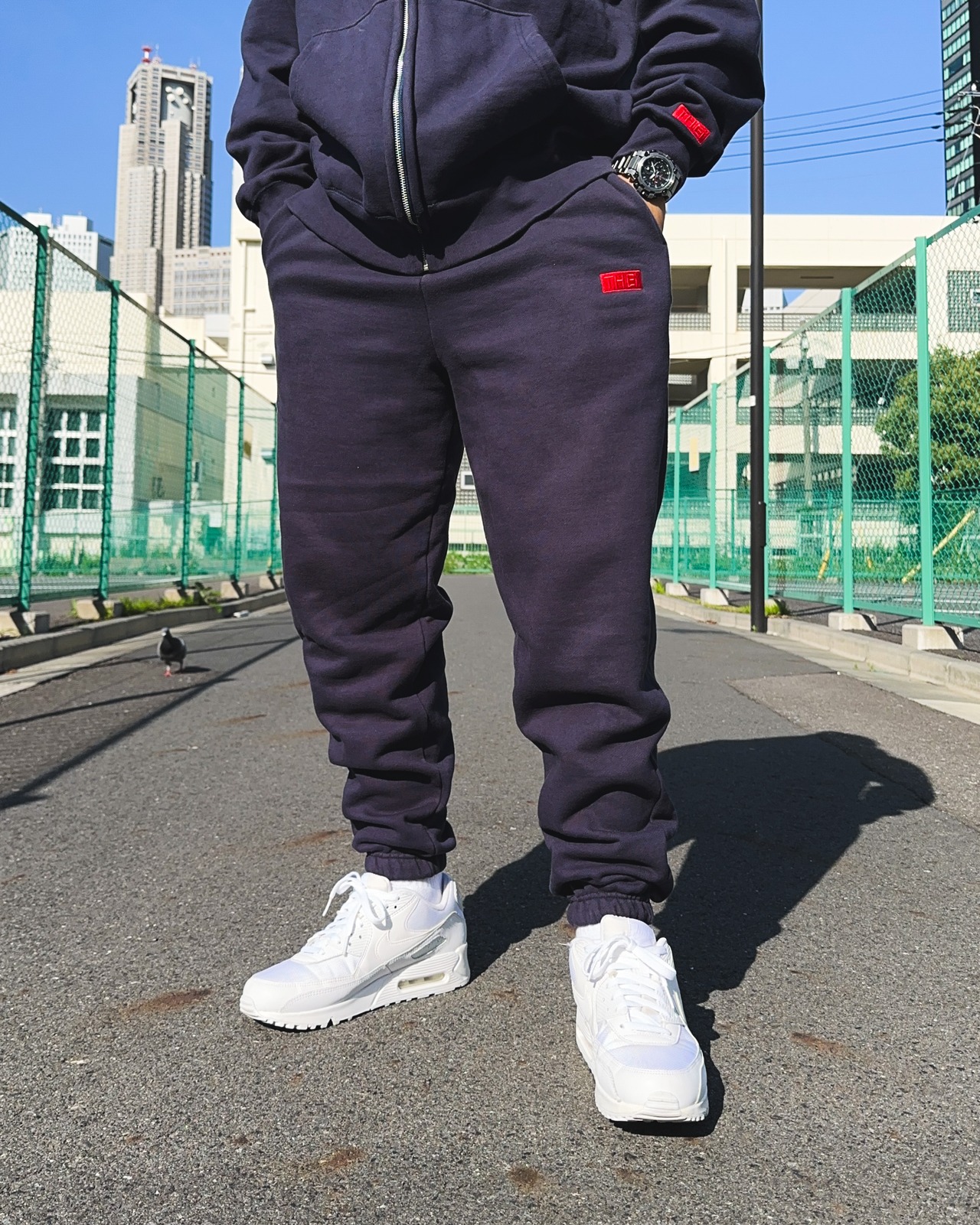 BOX-TYPE2 ONE POINT HEAVY WEIGHT SWEAT PANTS - NAVY
