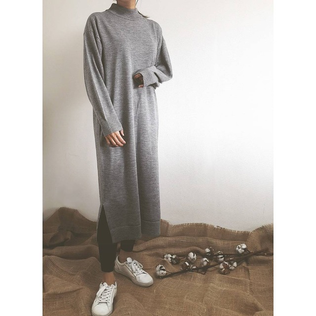 SALE!! ハイネック ニットワンピース オーバーシルエット★2色