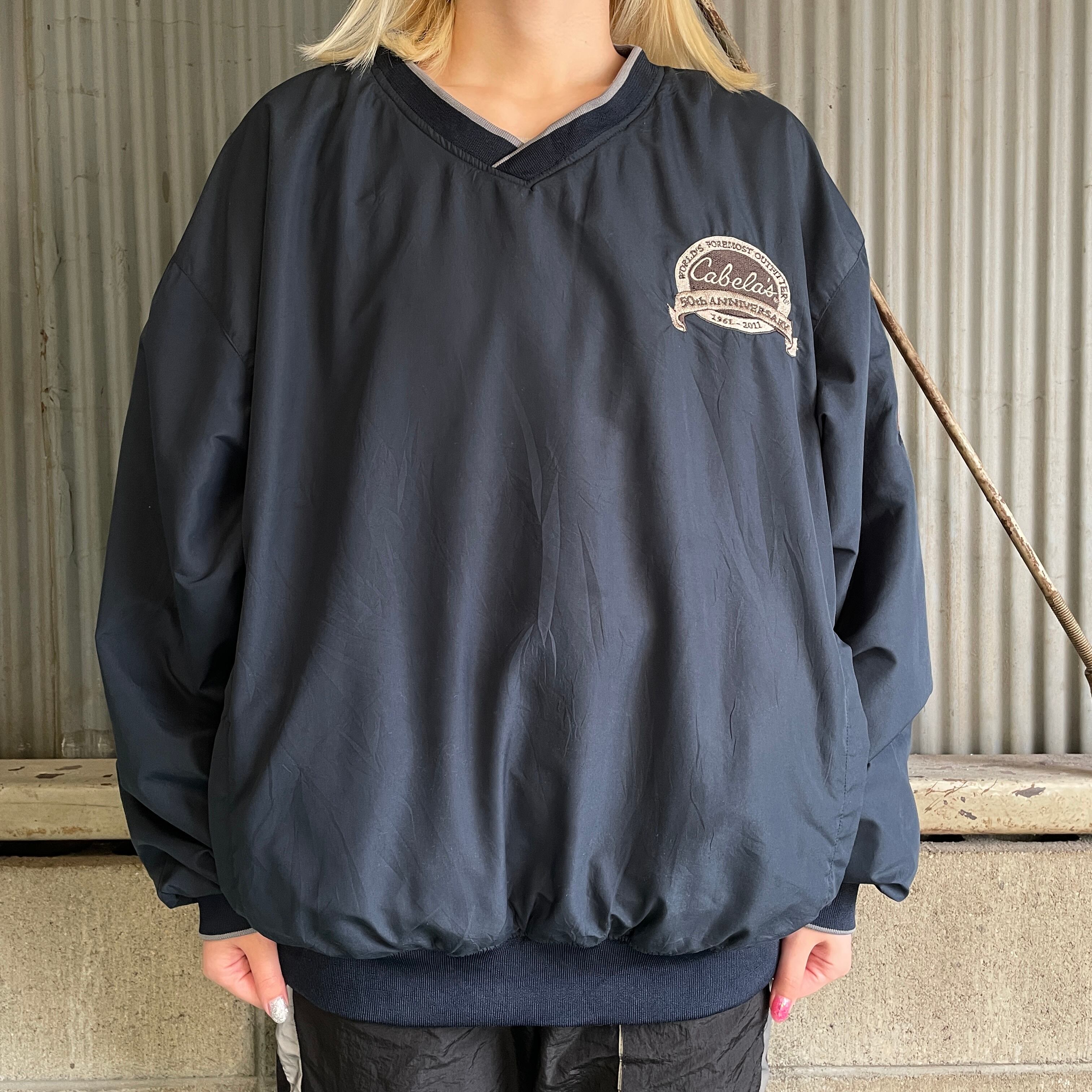 Cabelas カベラス 刺繍 Vネック ウォームアップ プルオーバー メンズL