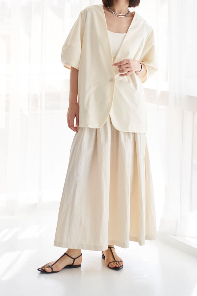Taffeta Long Skirt - OFF WHITE