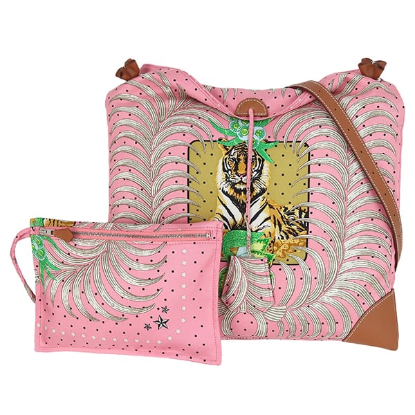 Used HERMES エルメス シルキーシティ 33 PM 王者の虎 フルリ ローズエテ ベージュサーブル ゴールド シルク ヴォースイフト ショルダーバッグ 美品