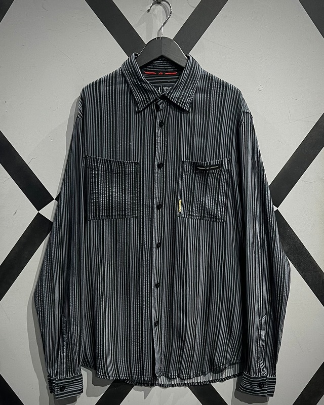 【X VINTAGE】“ARMANI JEANS” 3D Stripe Pattern L/S Shirt