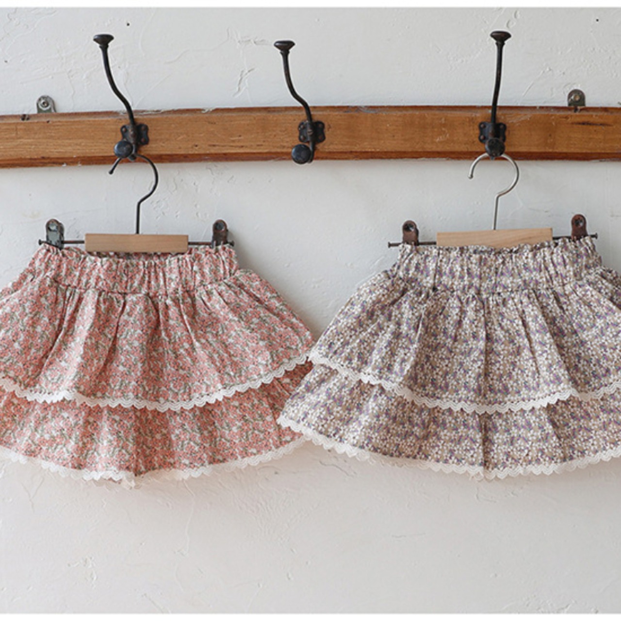 夏二重花柄スカート