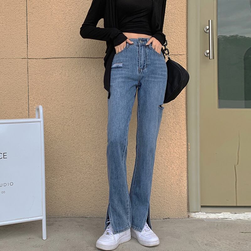 パンツ スプリングハイウェストウェストスリムジーンズ 春物 試着室56947108790