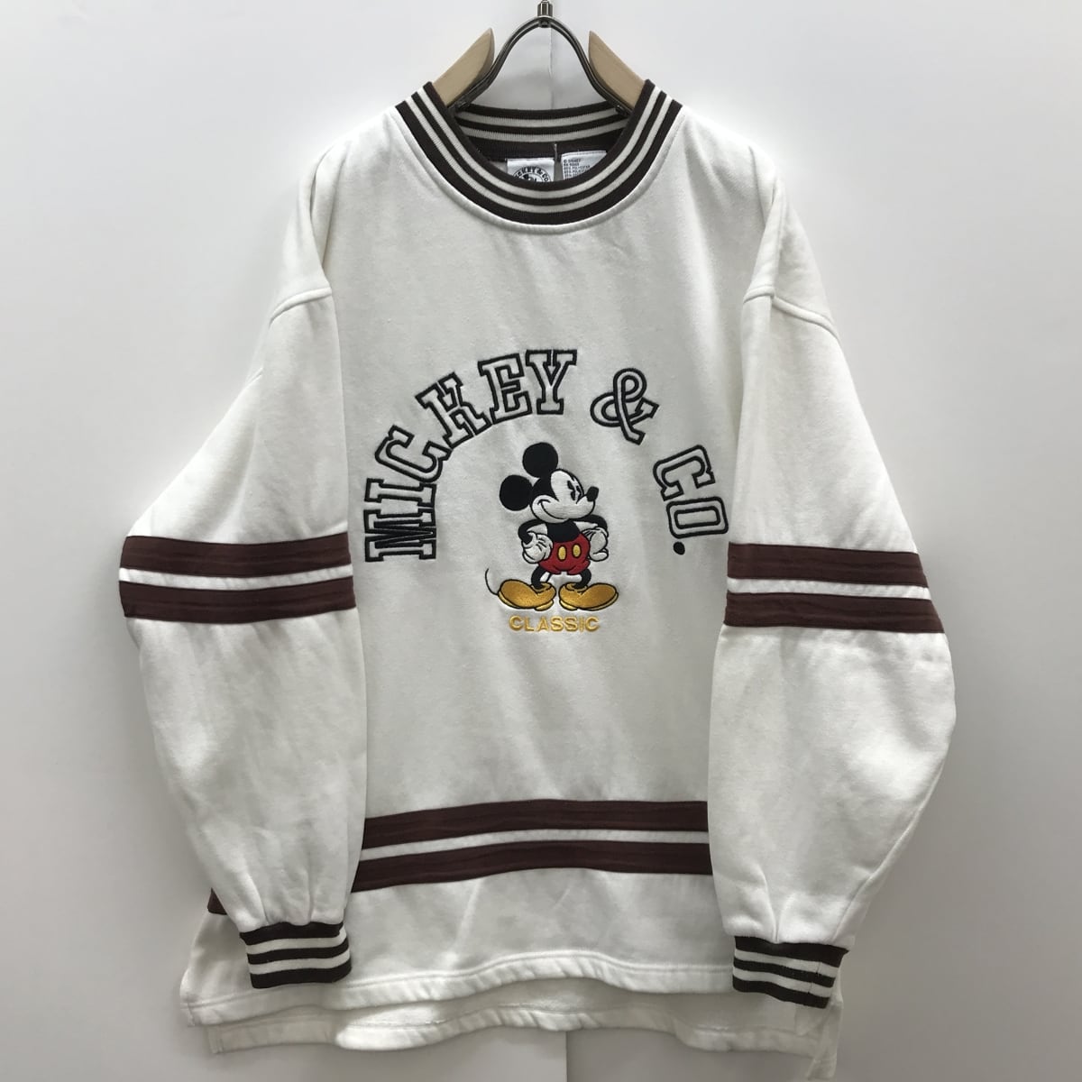 【希少】90's ミッキー　スウェット　グリーン　エルボーパッチ　XL