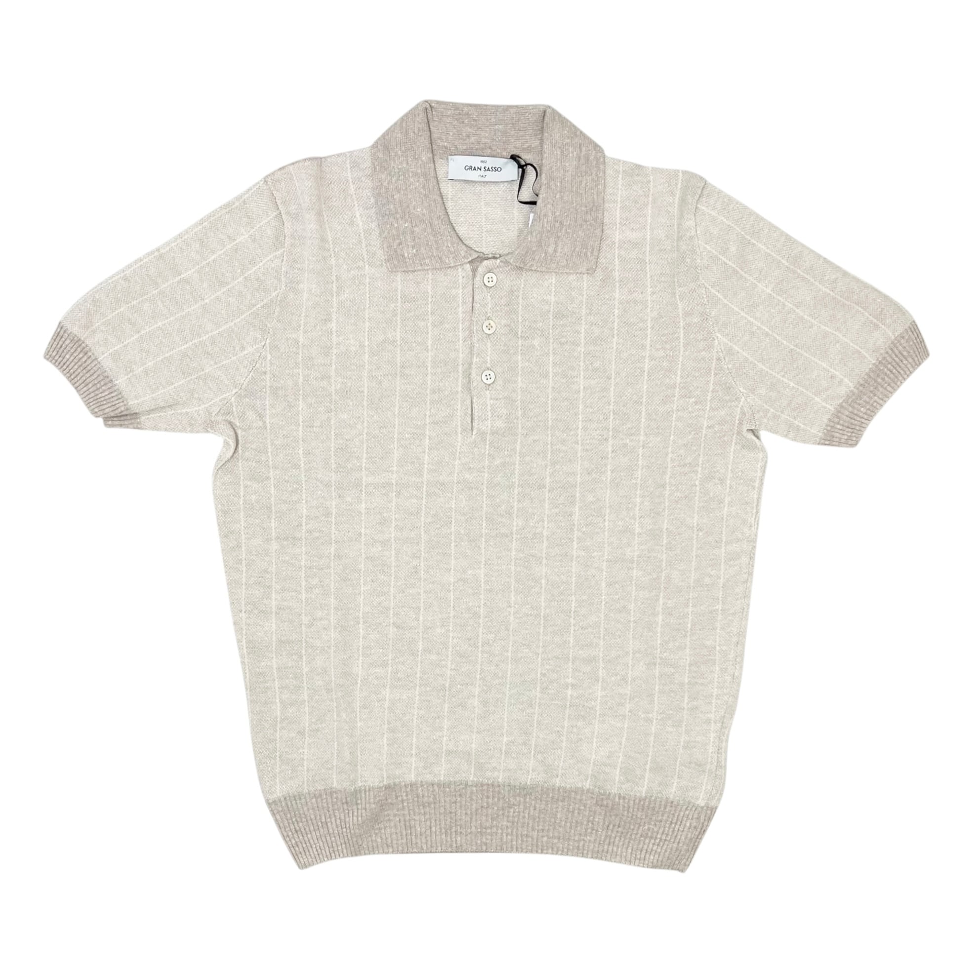 GranSasso(グランサッソ)  Stripe Cotton Knit Polo(57116/18662/110)/LT.BEIGE