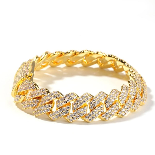 Iced Out Prong Chain Bracelet 【GOLD】