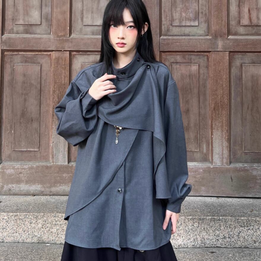 サブカル 服 地雷系 通販 チャイナ 服 FG721 オリジナルブランド ハイネック シャツ