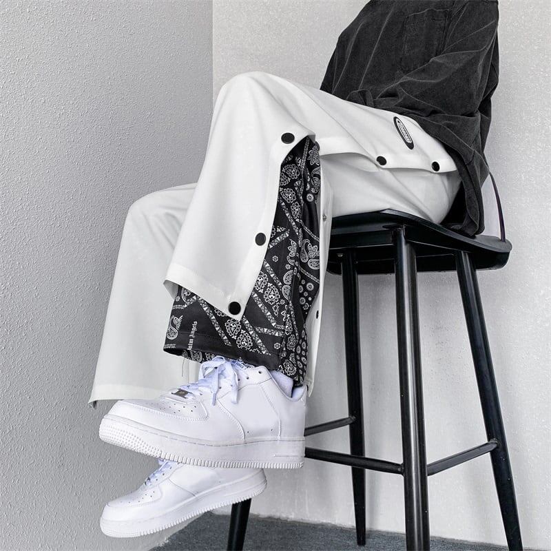 Thvシリーズ ズボン 3color ワイドパンツ 黒 白 灰 メンズ 大きいサイズ ペイズリー柄 カッコイイ Elegant Thvシリーズ ズボン 3color ワイドパンツ 黒 白 灰 メンズ 大きいサイズ ペイズリー柄 カッコイイ Elegant