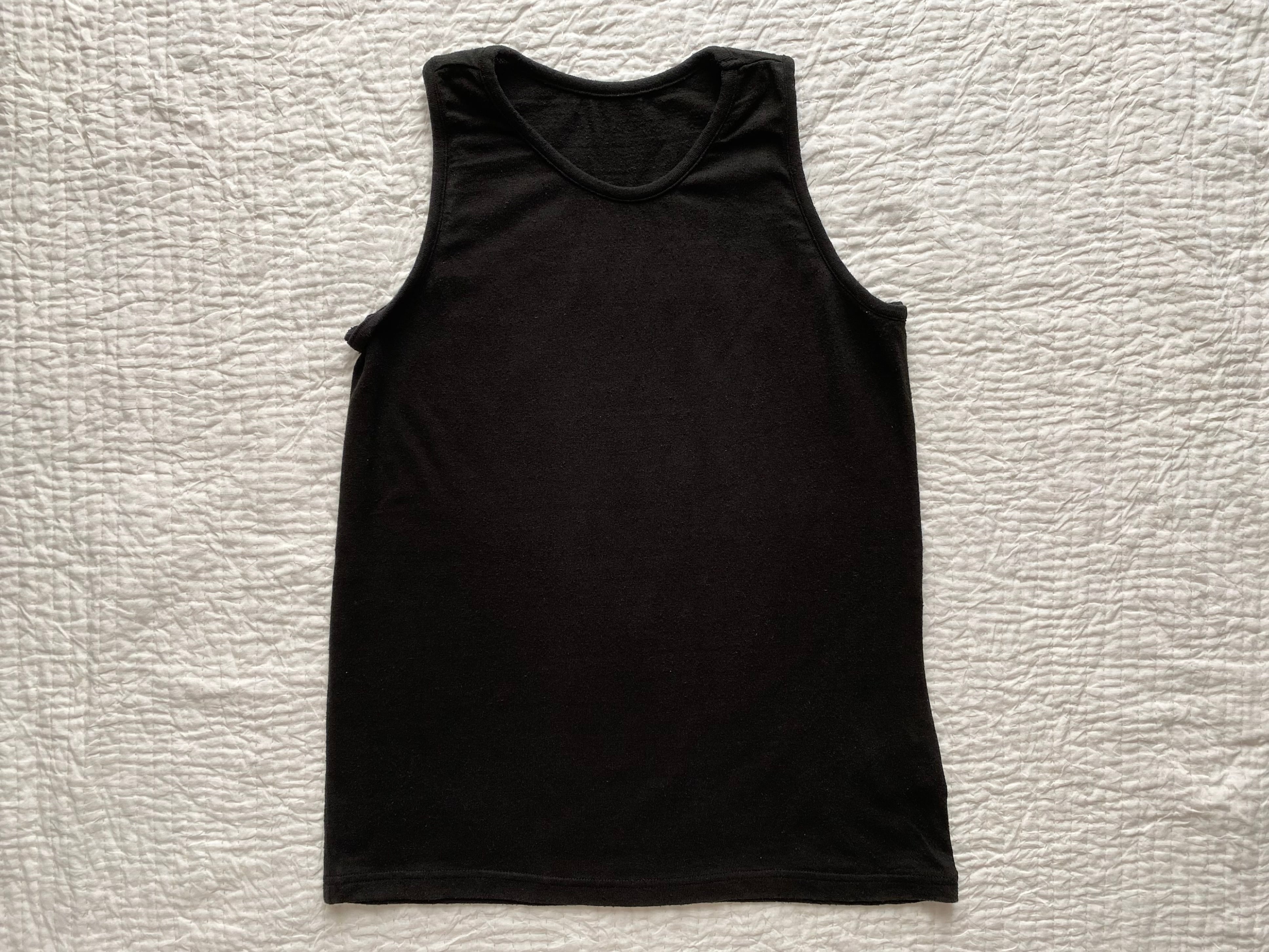MITTAN 強撚絹紬糸タンクトップ 黒 T-46 ユニセックス | Herios