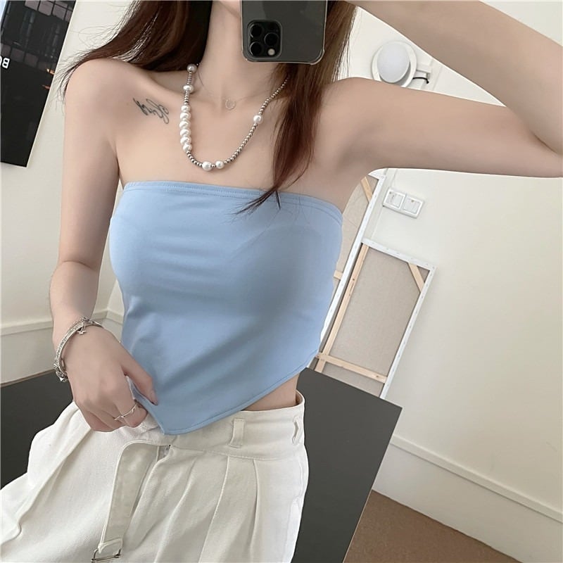 トップス サマーショートトライアングルスカーフ ホワイトブラ 夏物 ブラックストロベリース7390177698