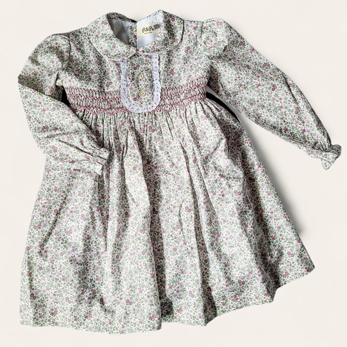 【pi&pa 】長袖です⭐4y-12y⭐LUCIA HANDSMOCKED  WOVEN GIRL DRESS