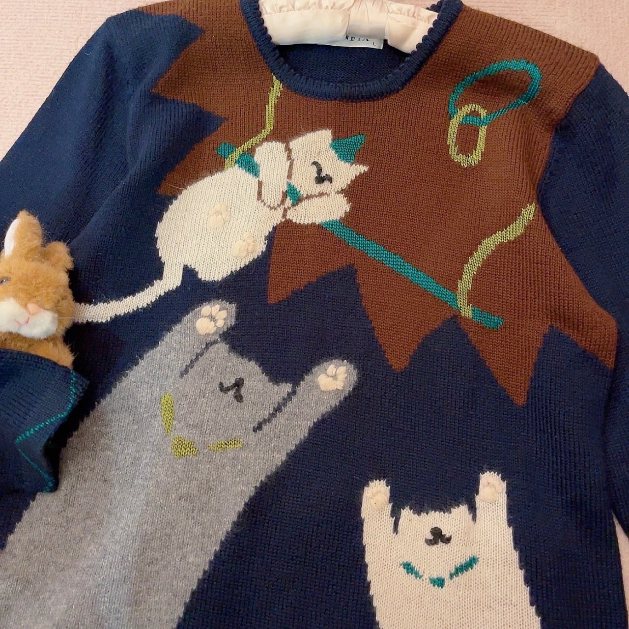 circus cat navy knit sweater