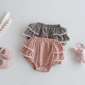 【BABY&KID】夏新作フリルチェックショートボトムス