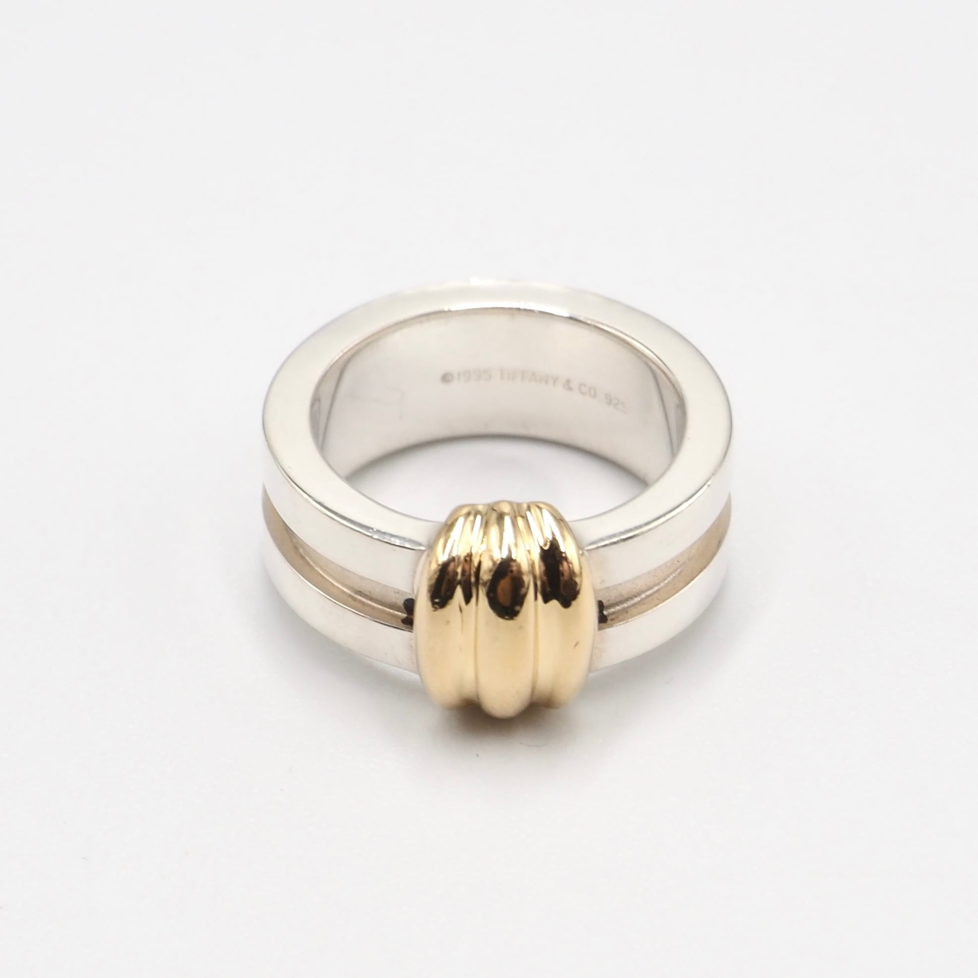 2/21掲載 Tiffany&Co. 約8号 グルーブド ウィズ リング シルバー925 K18 ティファニー