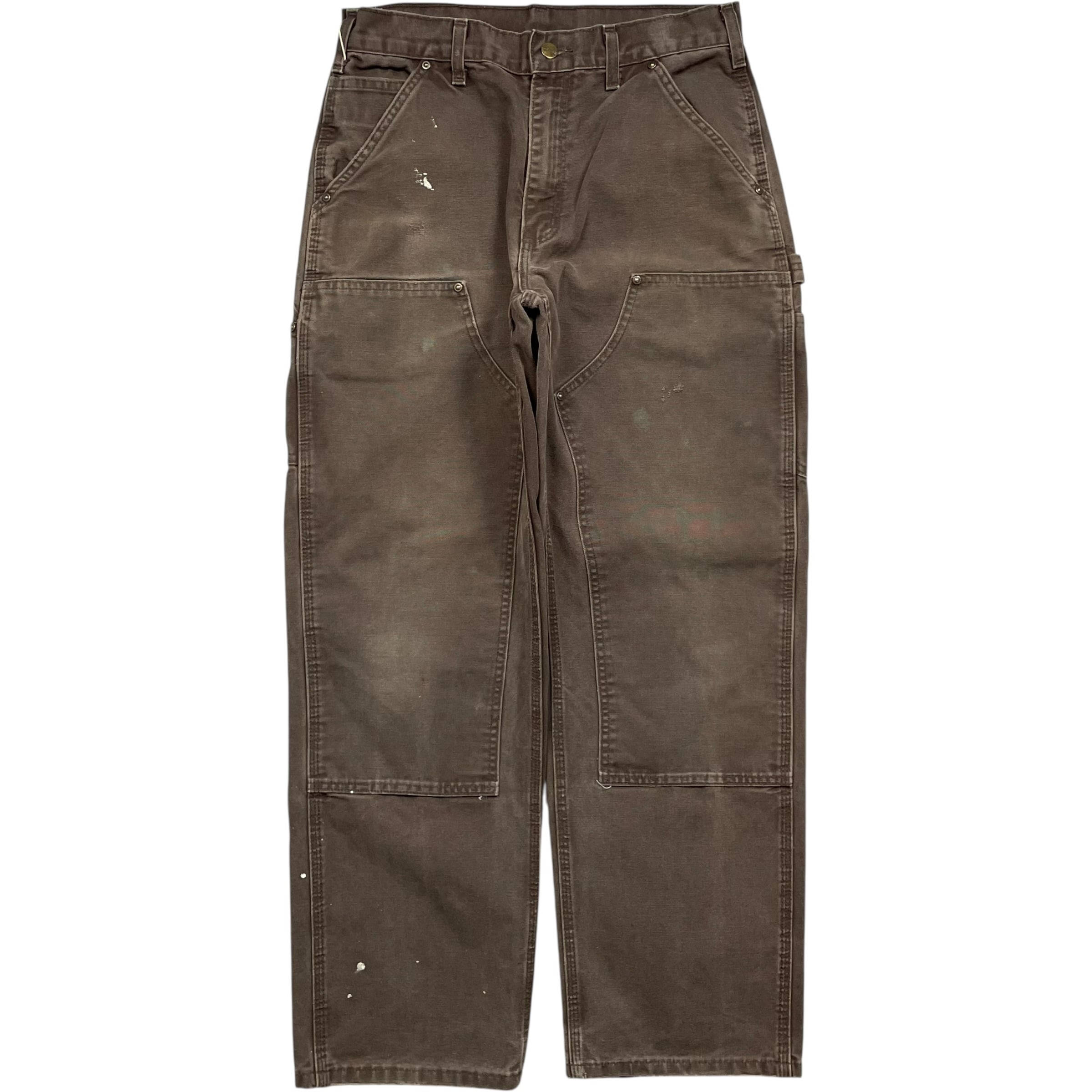《実寸W31 L30》 Carhartt カーハート ペインターパンツ ワークパンツ ダブルニー フェード ワンポイントロゴ ダークブラウン no.9860
