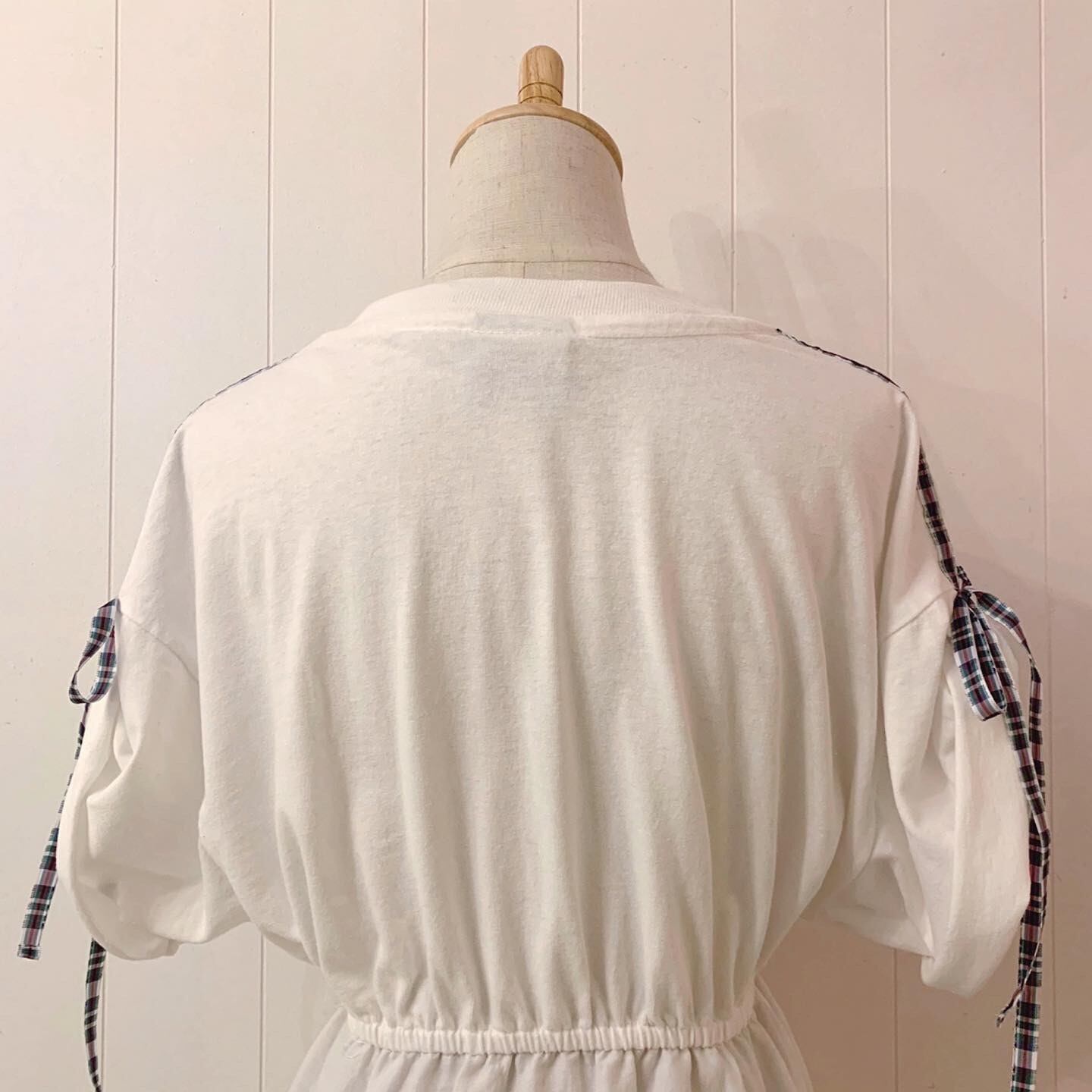 remake / check ribbon sports T one-piece