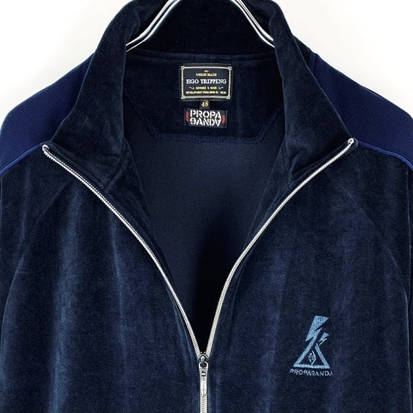 【30%OFF SALE】PROPA9ANDA × EGO TRIPPING / プロパガンダ × エゴトリッピング「MICRO VELOUR  SPORTS JACKET」限定コラボトラックジャケット ベロア ベルベット ジャージ スポーツ 紺ネイビー 青ブルー メンズレディース パンクロック  ...